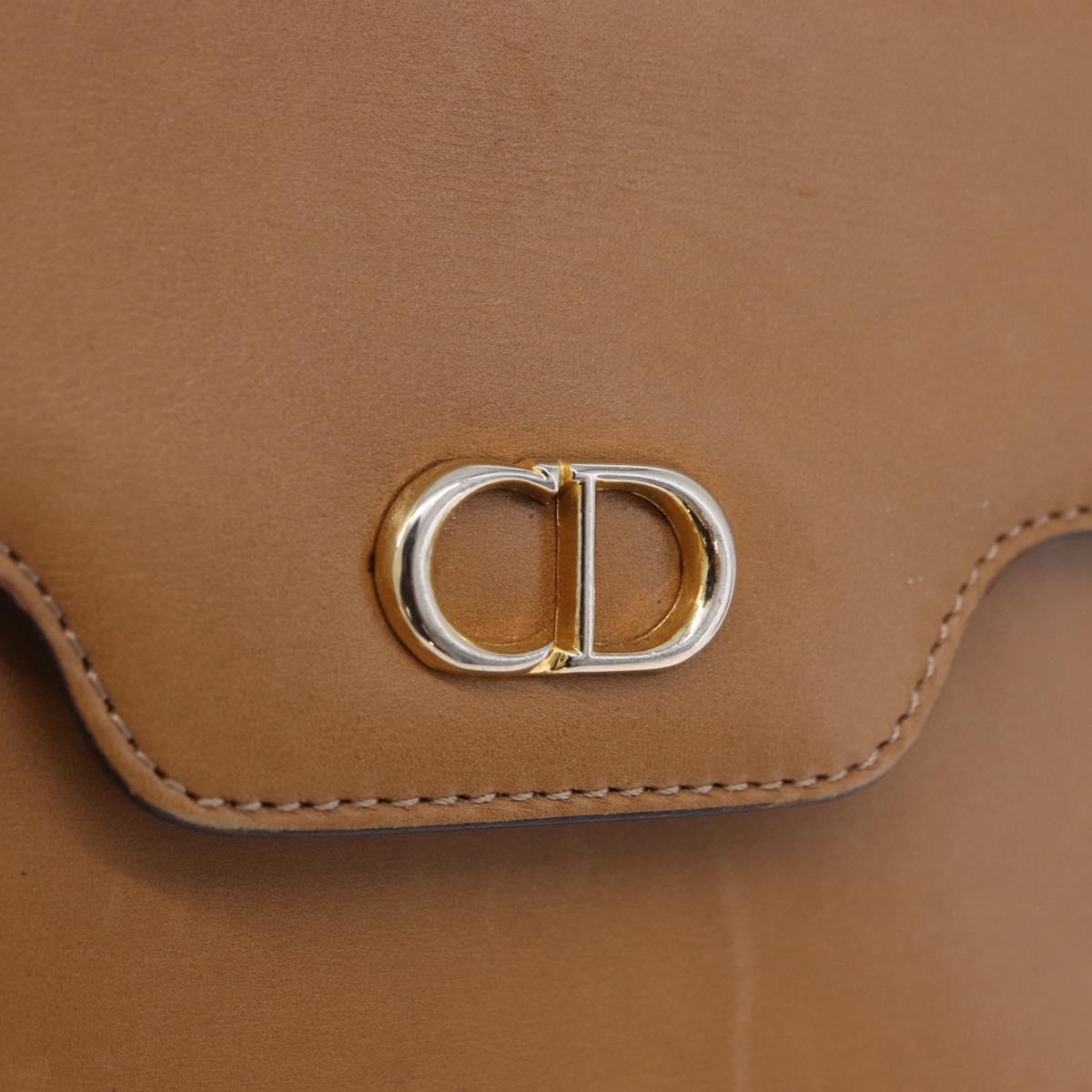 Christian Dior Shoulder Bag Leather Beige Gold Tone Auth 202162A