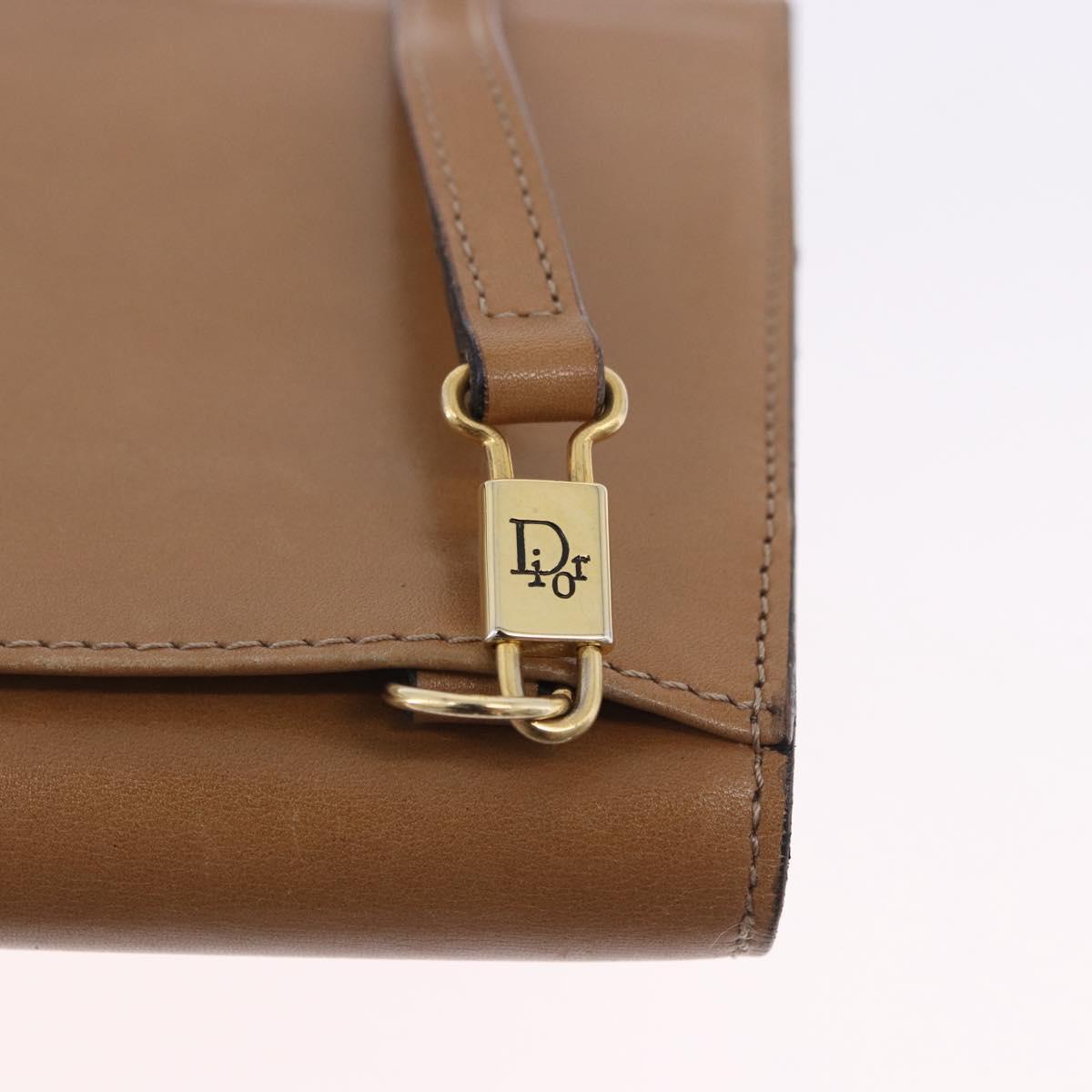 Christian Dior Shoulder Bag Leather Beige Gold Tone Auth 202162A