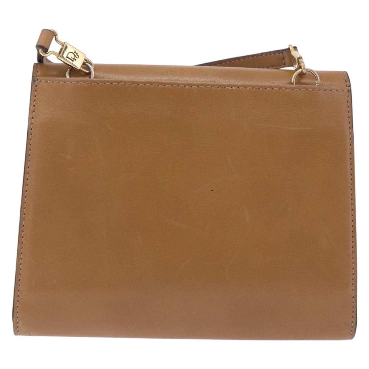 Christian Dior Shoulder Bag Leather Beige Gold Tone Auth 202162A