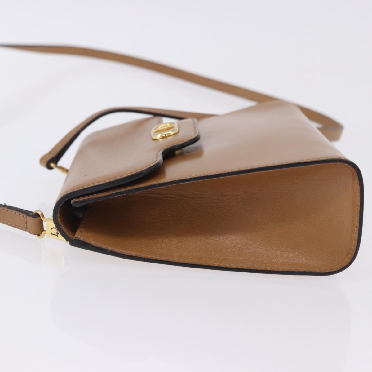 Christian Dior Shoulder Bag Leather Beige Gold Tone Auth 202162A