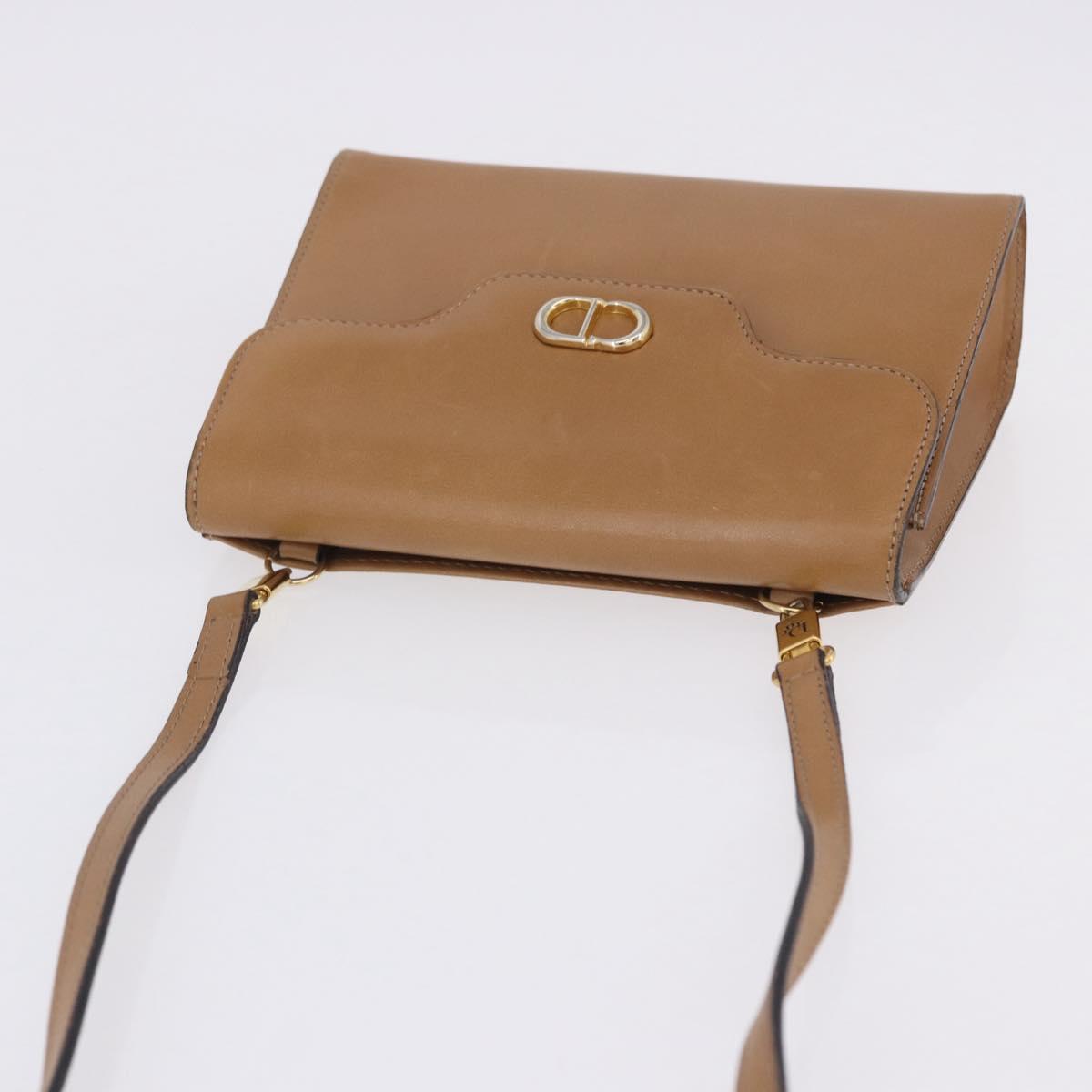 Christian Dior Shoulder Bag Leather Beige Gold Tone Auth 202162A