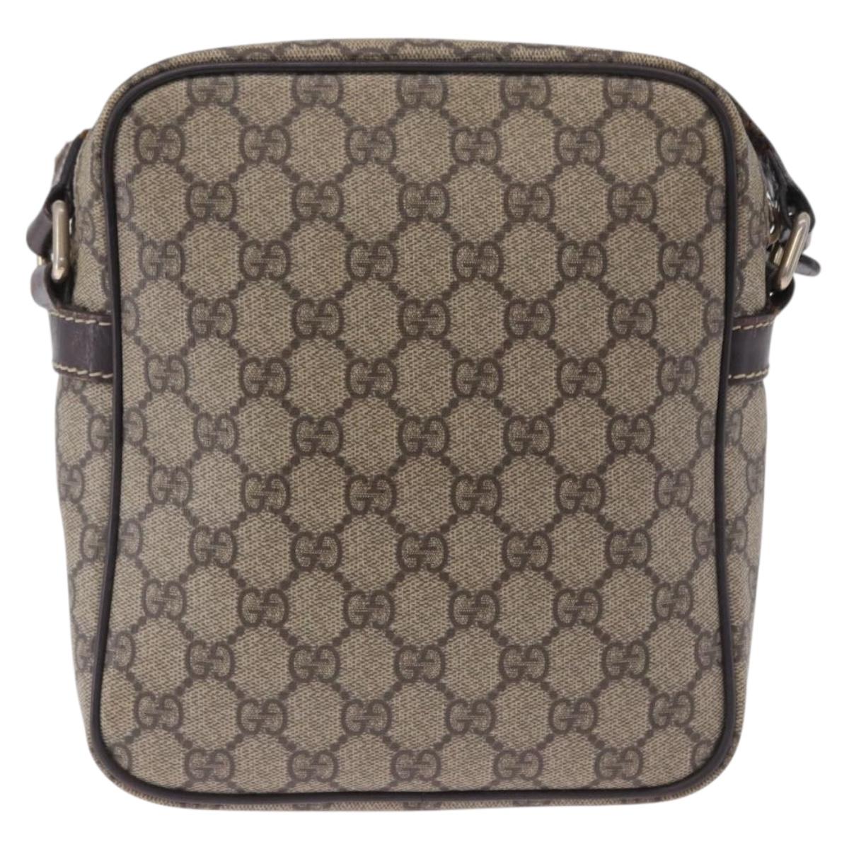 GUCCI GG Supreme Shoulder Bag PVC Beige Gold Tone 233268 Auth 202163