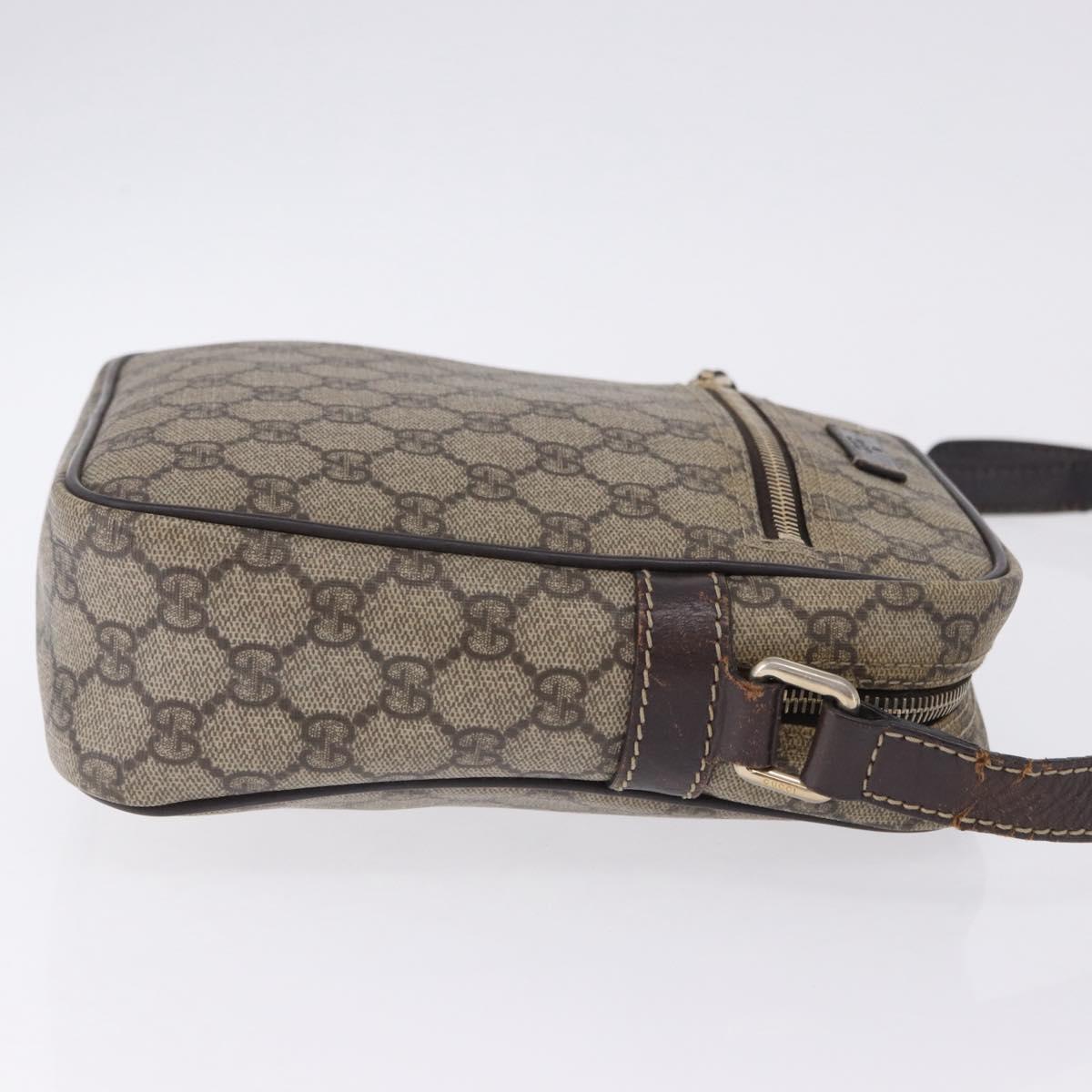GUCCI GG Supreme Shoulder Bag PVC Beige Gold Tone 233268 Auth 202163