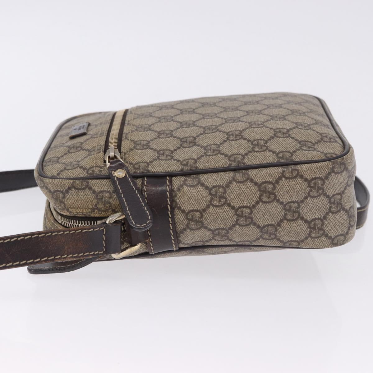 GUCCI GG Supreme Shoulder Bag PVC Beige Gold Tone 233268 Auth 202163