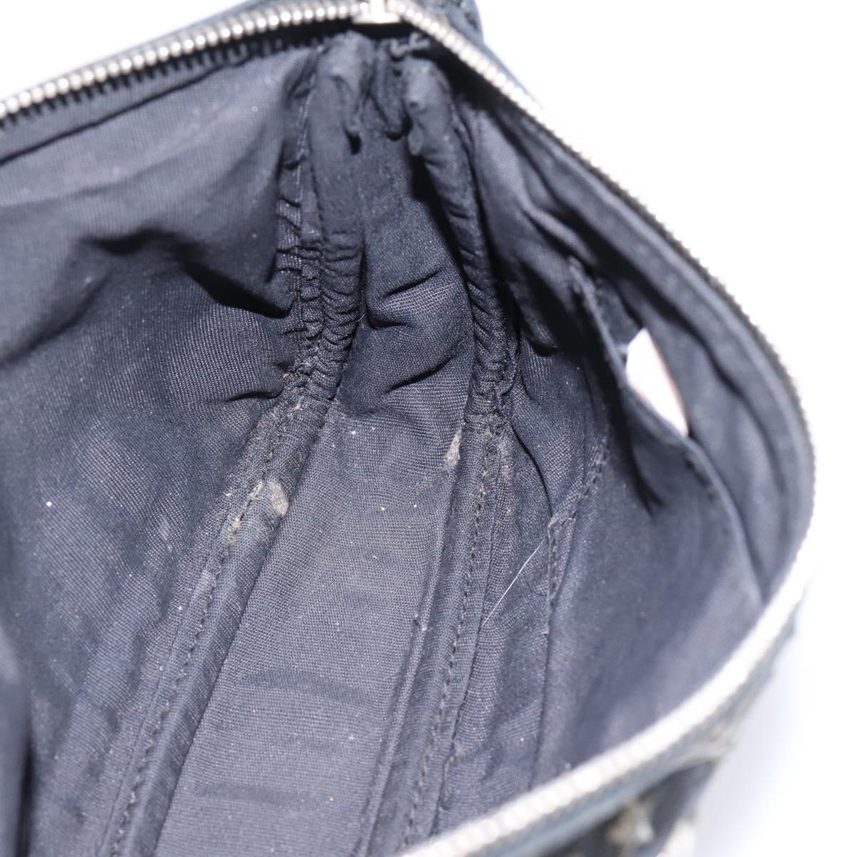 Jimmy Choo Accessory Pouch Leather Black Silver Auth 202164A