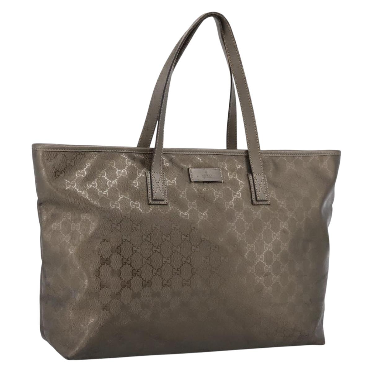 GUCCI GG Implementation Tote Bag PVC Leather Gold 211120 Auth 202165