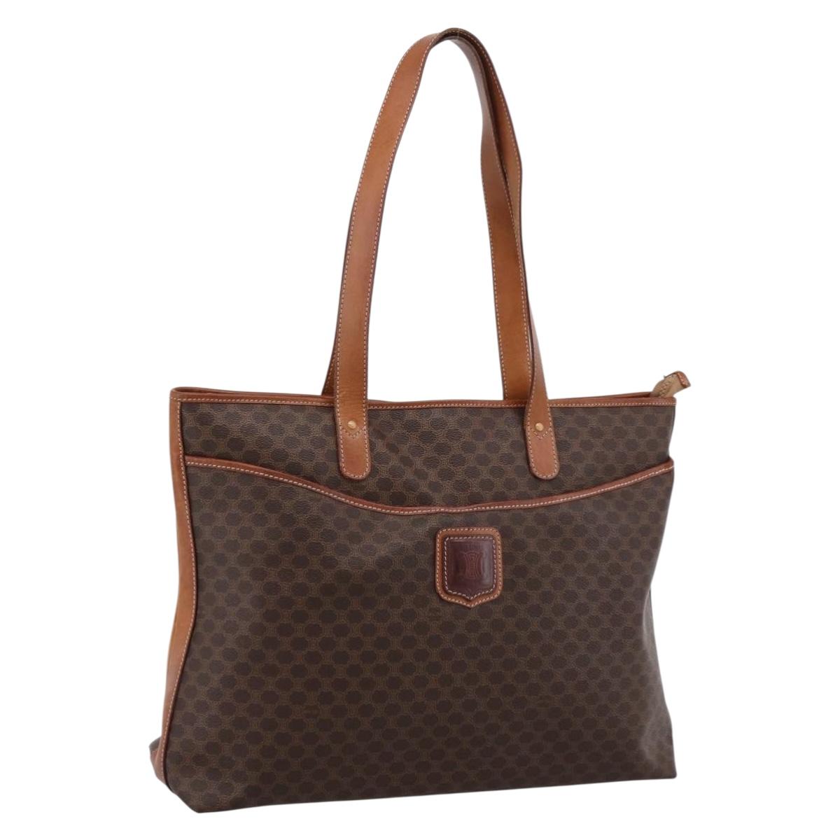 CELINE Macadam Tote Bag PVC Leather Brown Auth 202166