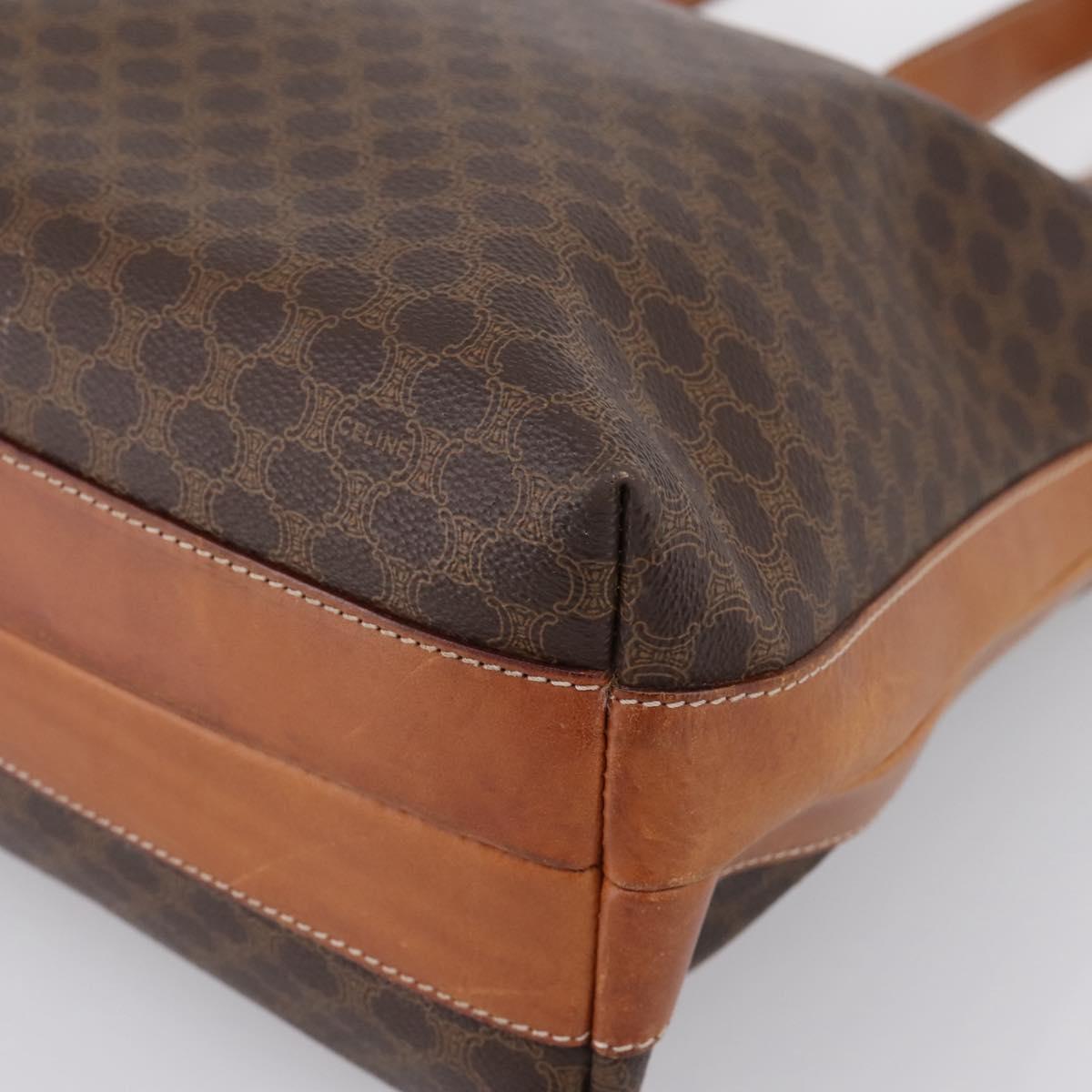 CELINE Macadam Tote Bag PVC Leather Brown Auth 202166