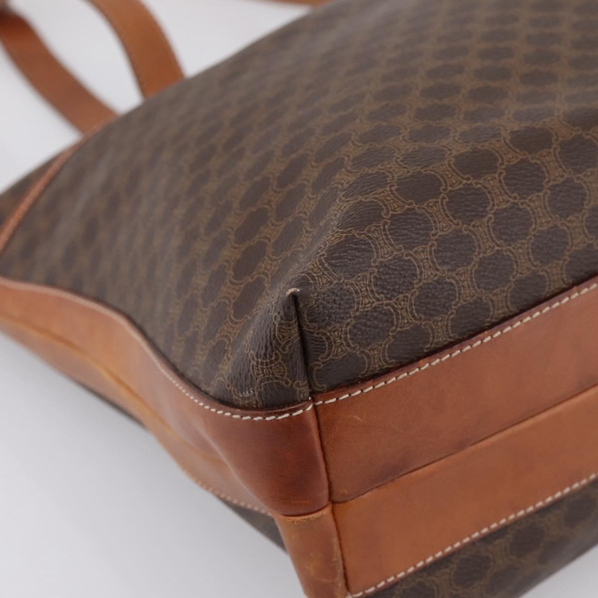 CELINE Macadam Tote Bag PVC Leather Brown Auth 202166