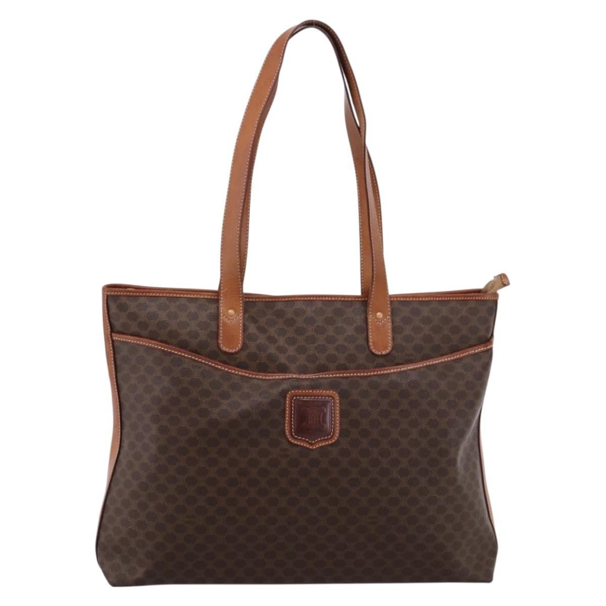 CELINE Macadam Tote Bag PVC Leather Brown Auth 202166