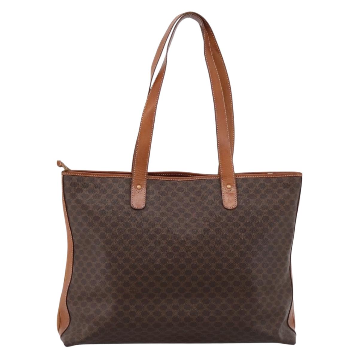 CELINE Macadam Tote Bag PVC Leather Brown Auth 202166