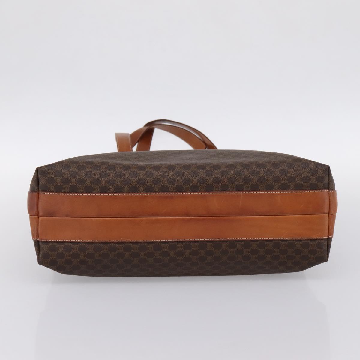 CELINE Macadam Tote Bag PVC Leather Brown Auth 202166