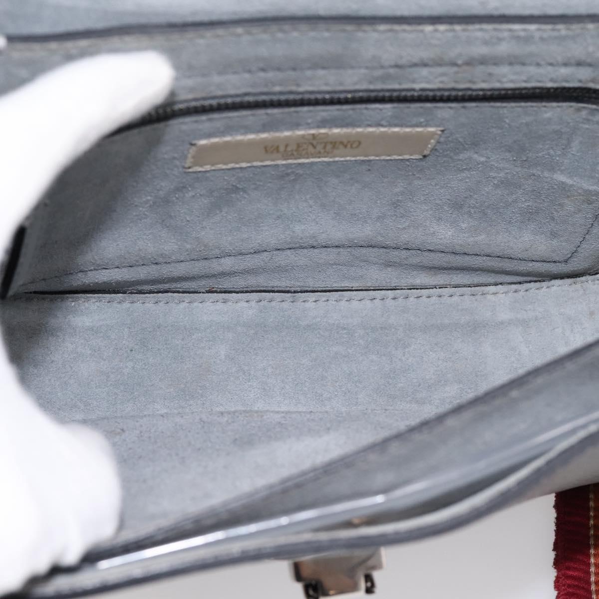 VALENTINO Shoulder Bag Leather Gray Blue Auth 202167