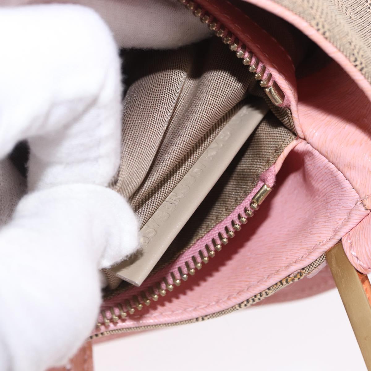 FENDI Zucca Canvas Shoulder Bag Pink Gold Auth 202168V