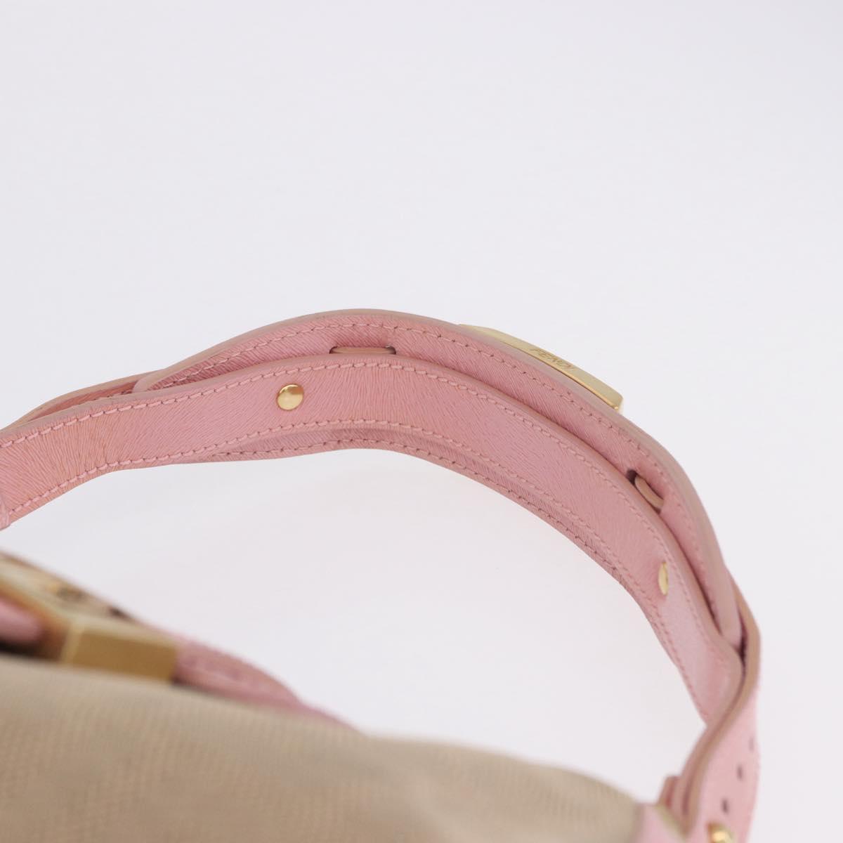 FENDI Zucca Canvas Shoulder Bag Pink Gold Auth 202168V