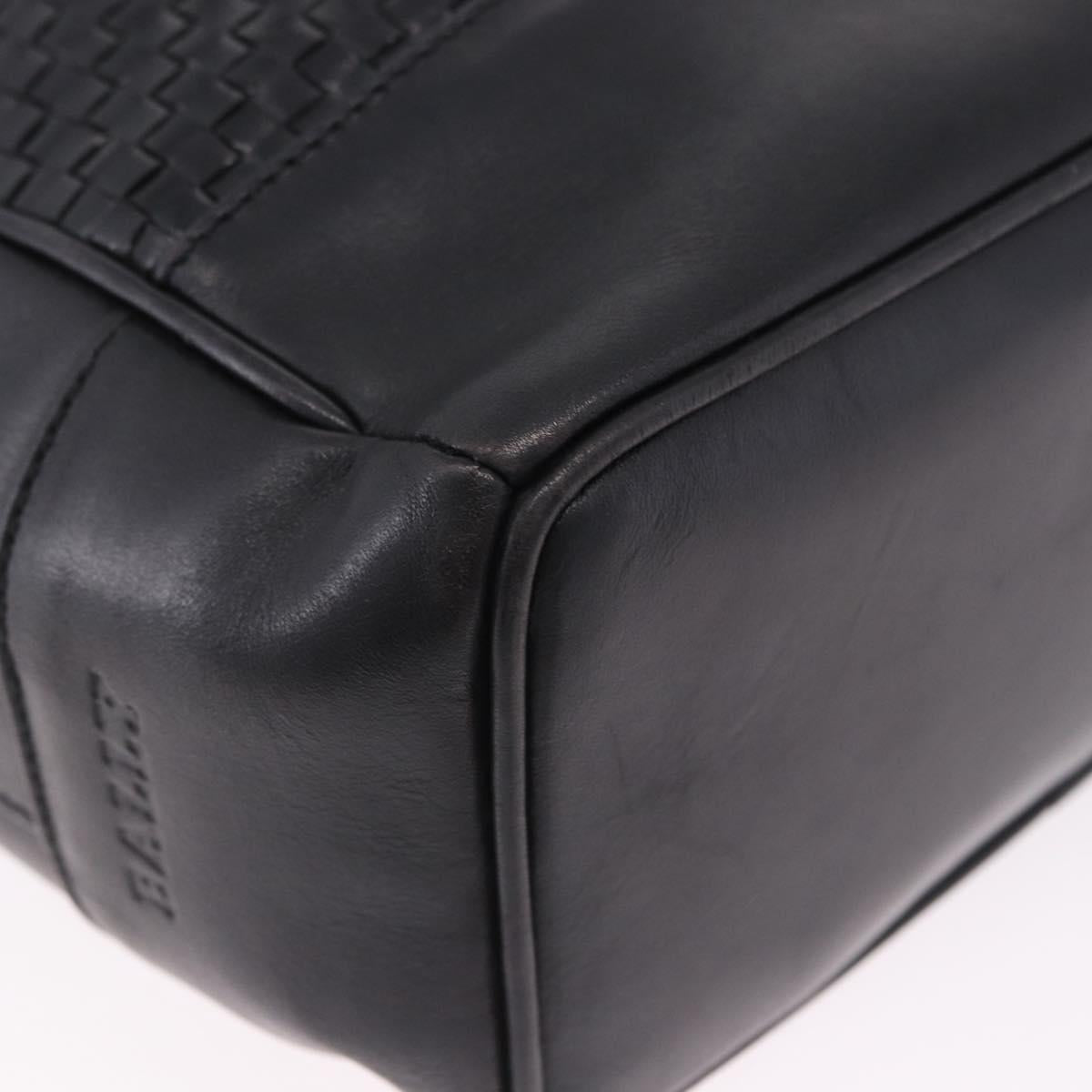 BALLY Shoulder Bag Leather Black Gold Tone Auth 202169