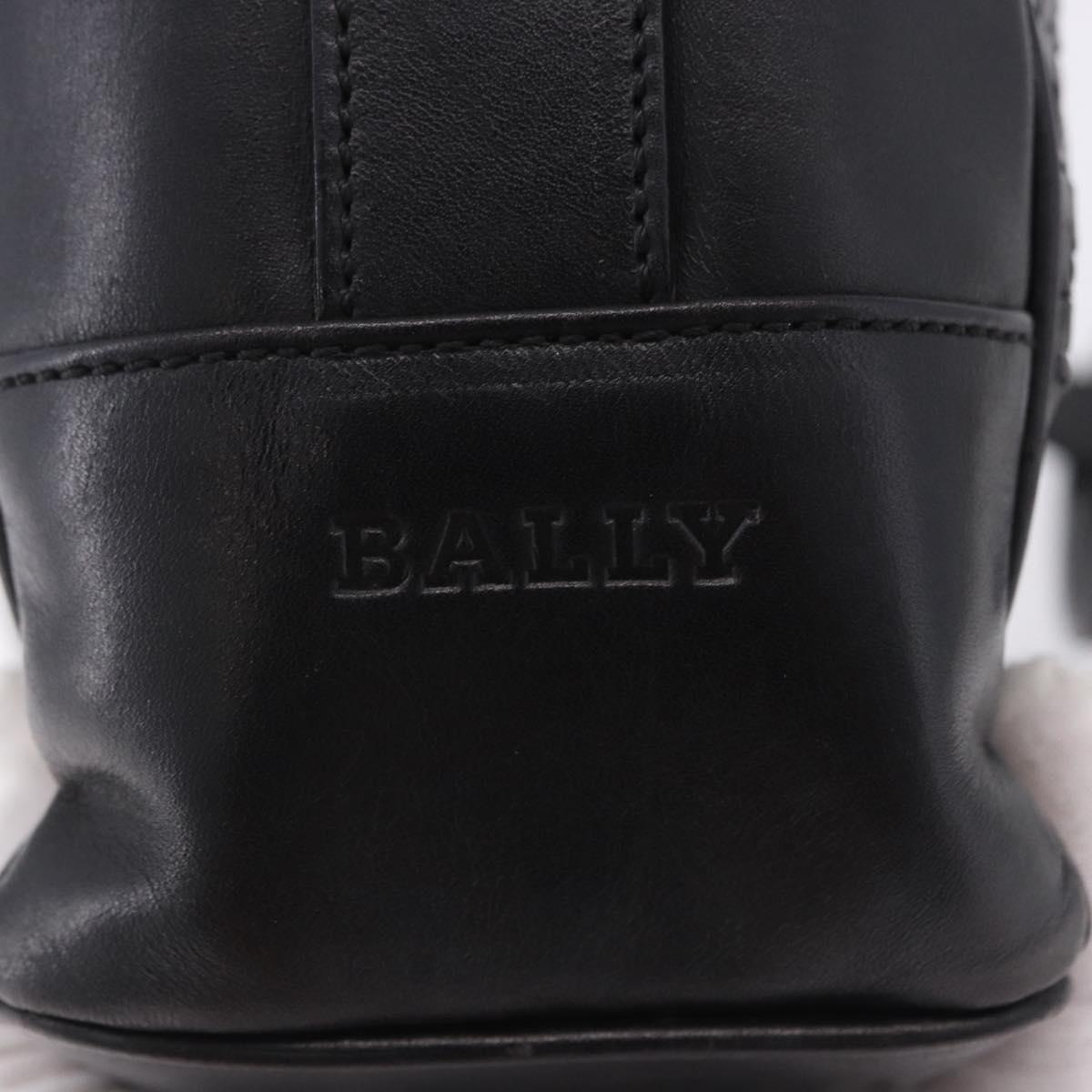 BALLY Shoulder Bag Leather Black Gold Tone Auth 202169