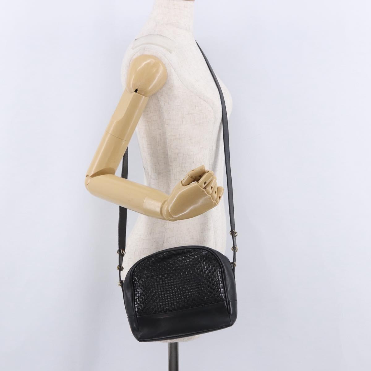 BALLY Shoulder Bag Leather Black Gold Tone Auth 202169