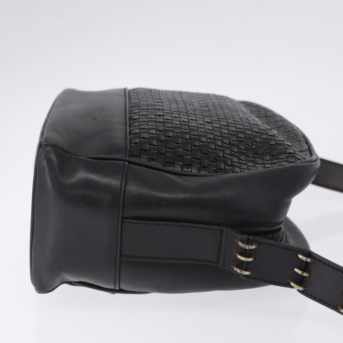 BALLY Shoulder Bag Leather Black Gold Tone Auth 202169