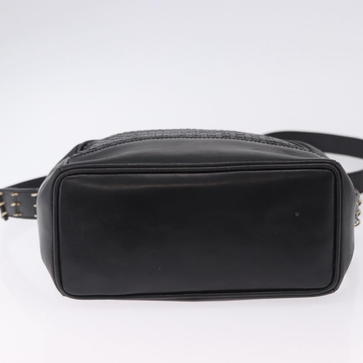 BALLY Shoulder Bag Leather Black Gold Tone Auth 202169