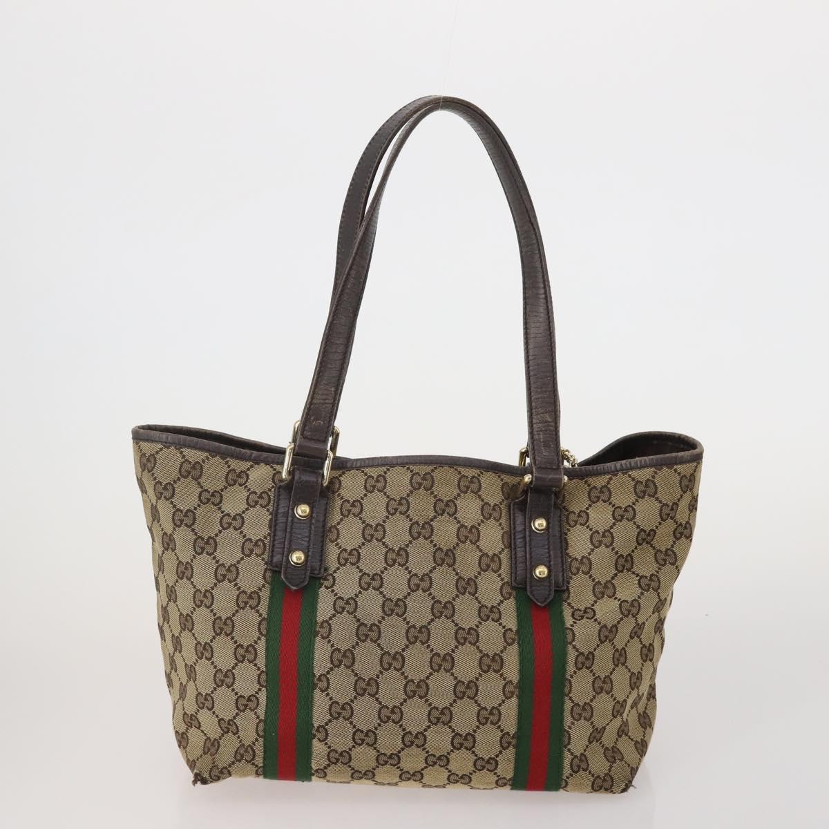 GUCCI GG Canvas Supreme Sherry Line Shoulder Tote Bag Beige Brown Auth 202170