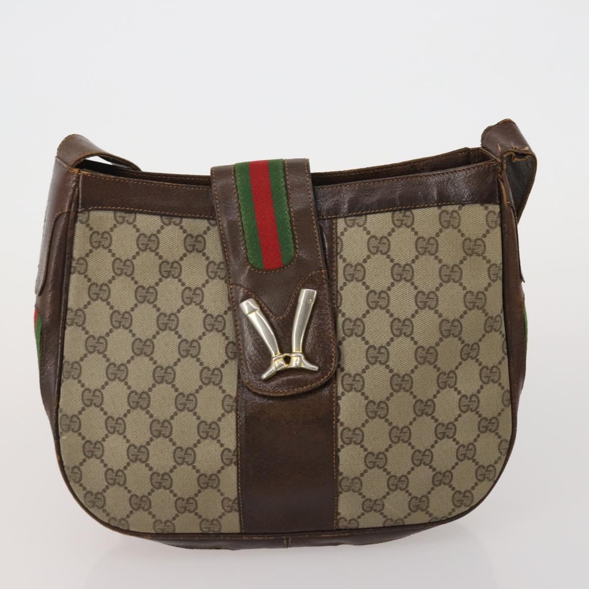 GUCCI GG Canvas Supreme Sherry Line Shoulder Tote Bag Beige Brown Auth 202170