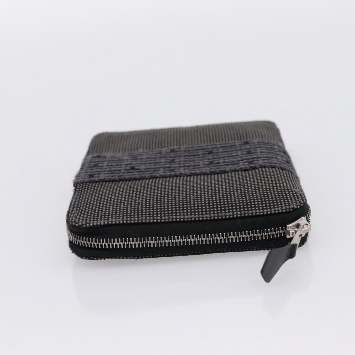 HERMES Her Line Perth PM Wallet Canvas Gray Silver Auth 202172A