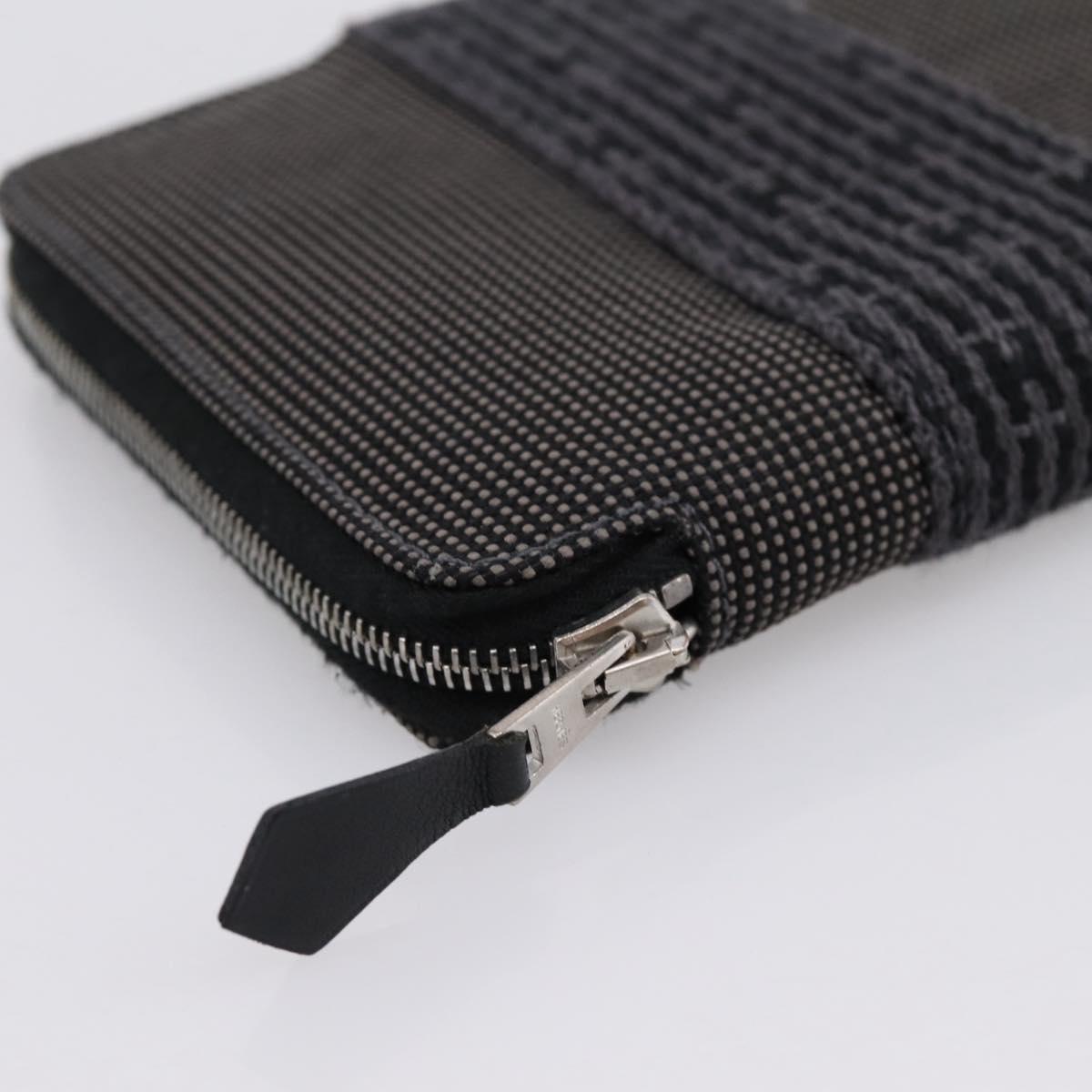 HERMES Her Line Perth PM Wallet Canvas Gray Silver Auth 202172A