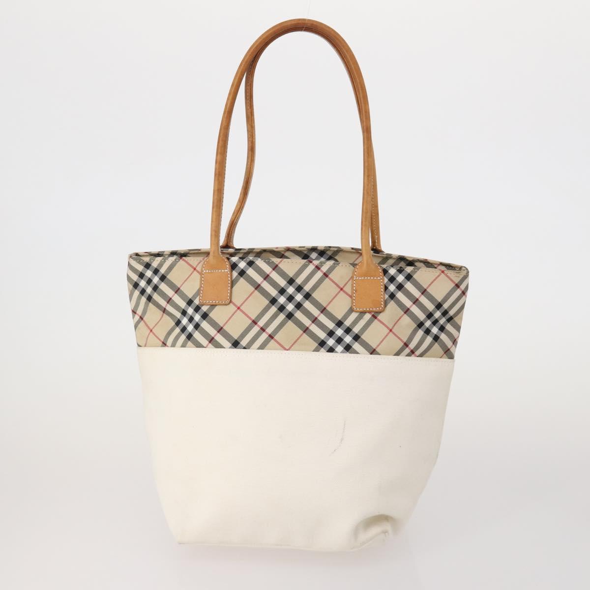 BURBERRY Nova Check Hand Bag Canvas 3 Set Beige Blue Auth 202176