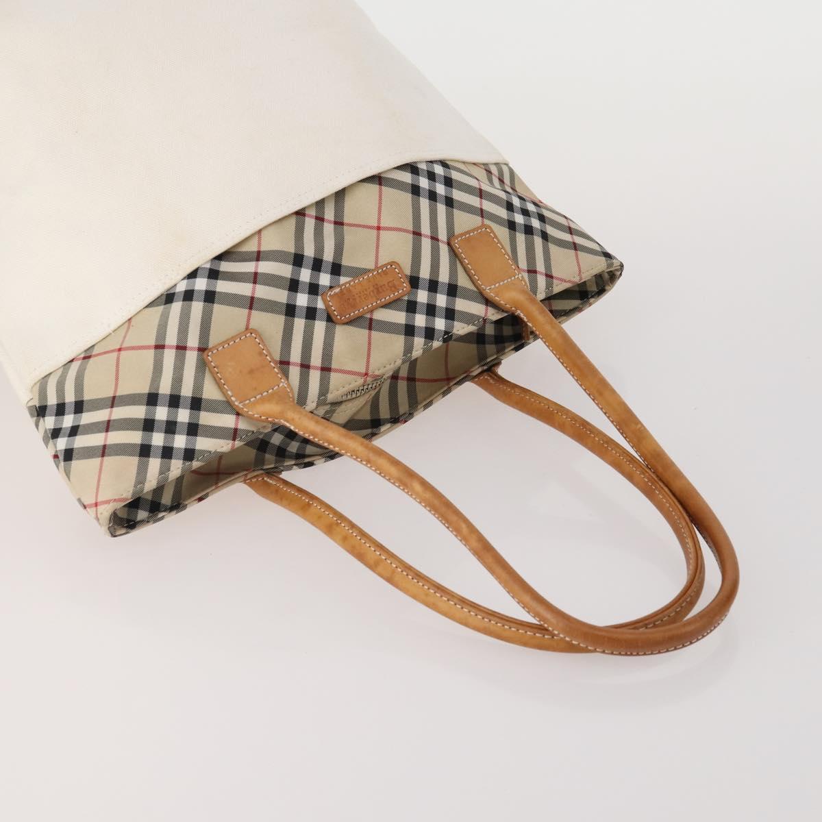 BURBERRY Nova Check Hand Bag Canvas 3 Set Beige Blue Auth 202176