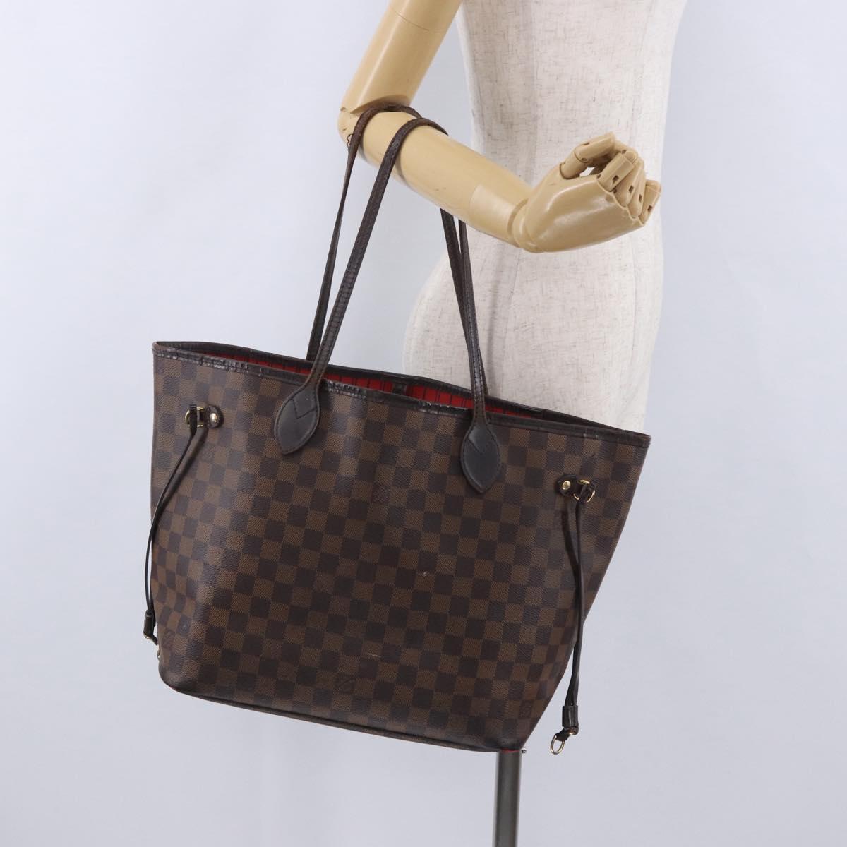 LOUIS VUITTON Damier Ebene Neverfull MM Tote Bag N51105 LV Auth 202177