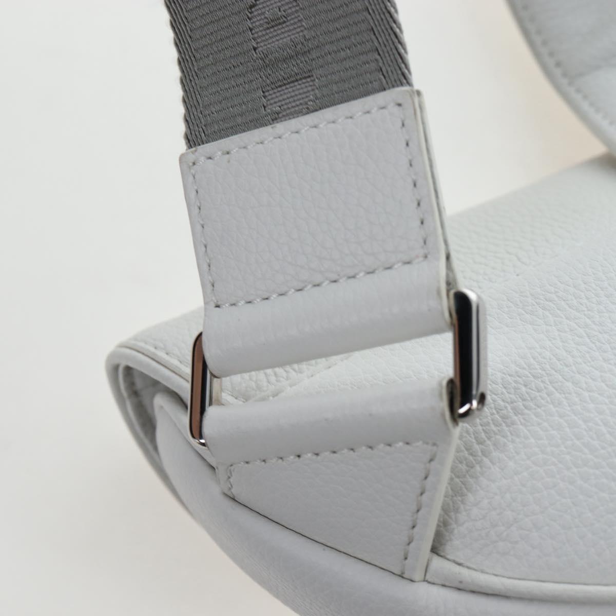 Christian Dior Saddle Shoulder Bag Leather White Silver Auth 202179V