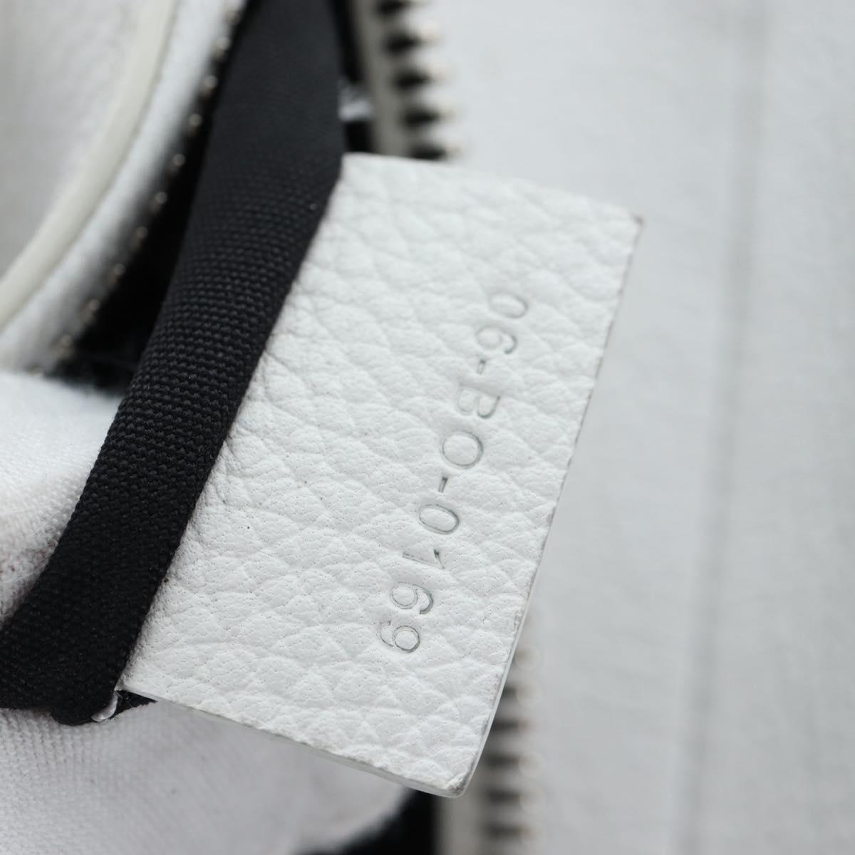 Christian Dior Saddle Shoulder Bag Leather White Silver Auth 202179V