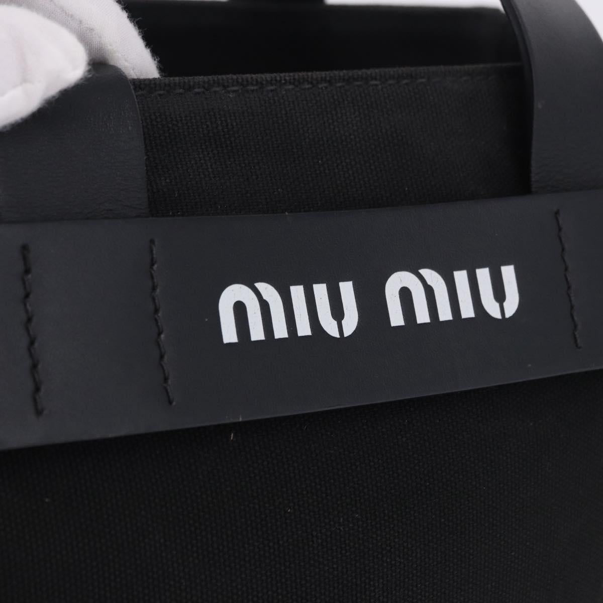 Miu Miu Hand Bag Canvas Black Gold Tone Auth 202181A