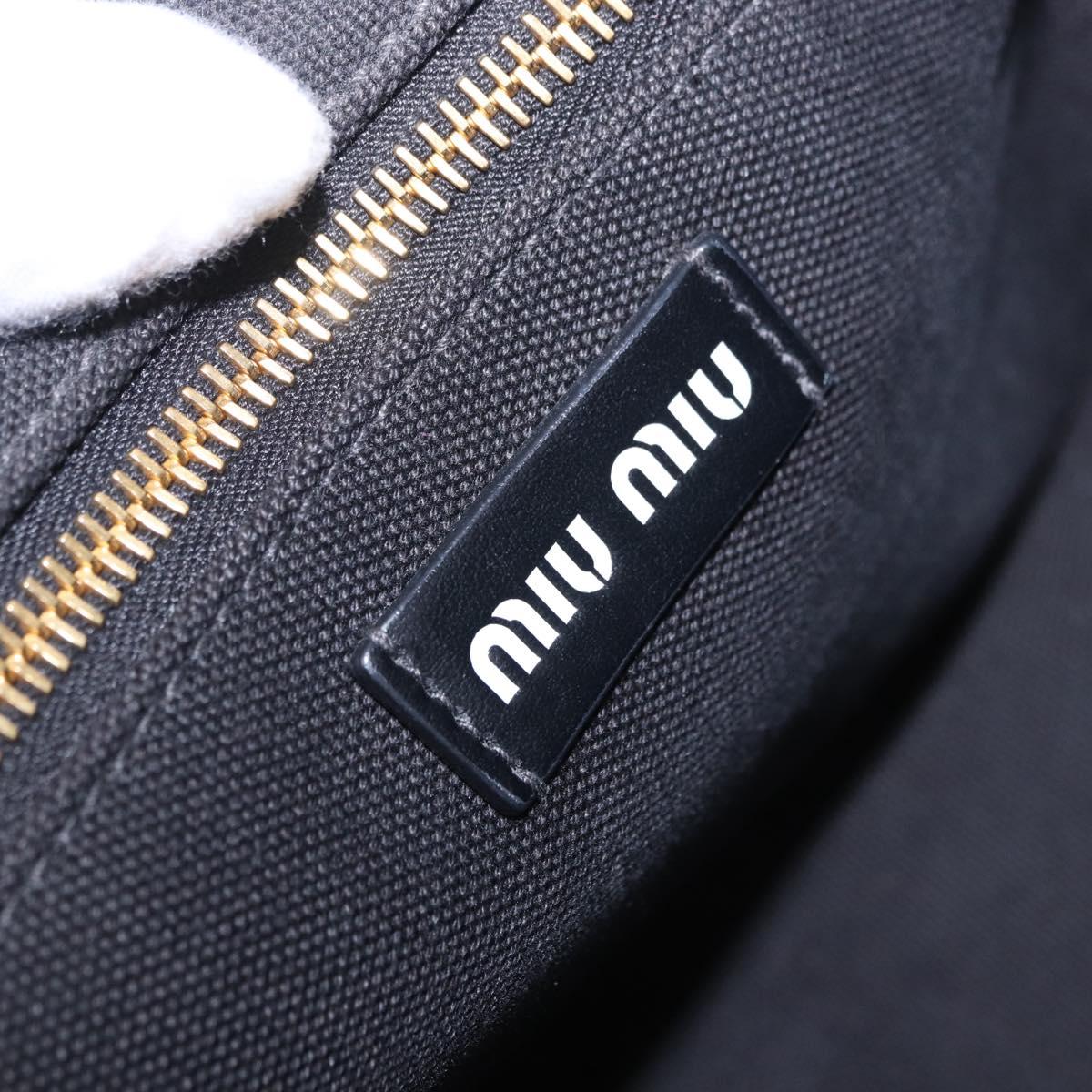Miu Miu Hand Bag Canvas Black Gold Tone Auth 202181A