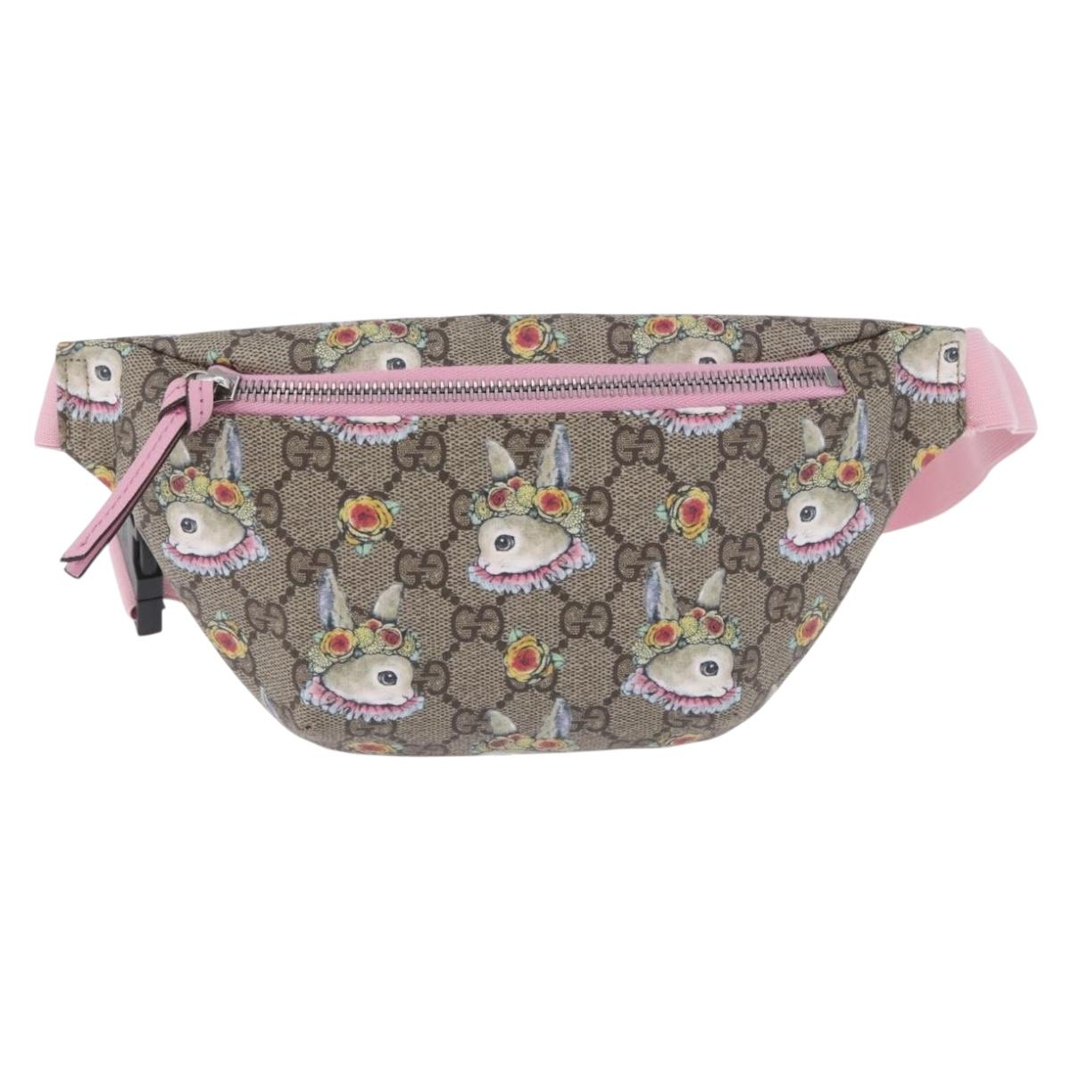 GUCCI GG Supreme Children's Body Bag PVC Pink Silver 502095 Auth 202183M