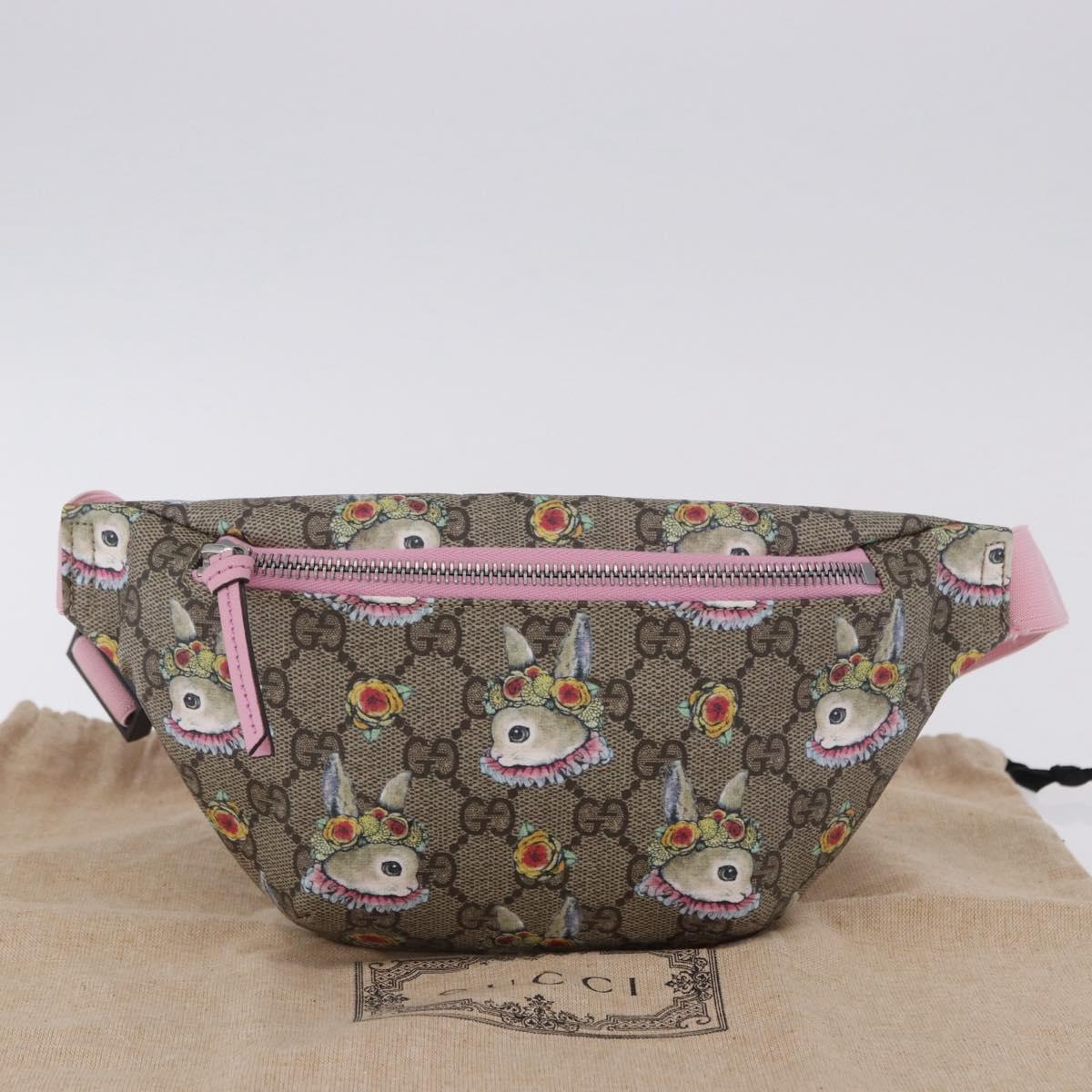 GUCCI GG Supreme Children's Body Bag PVC Pink Silver 502095 Auth 202183M