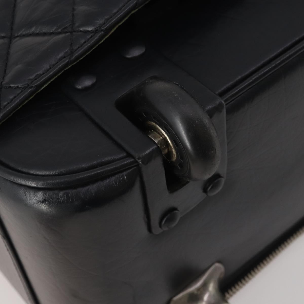 CHANEL Matelasse Suitcase Leather Black Silver CC Auth 202184