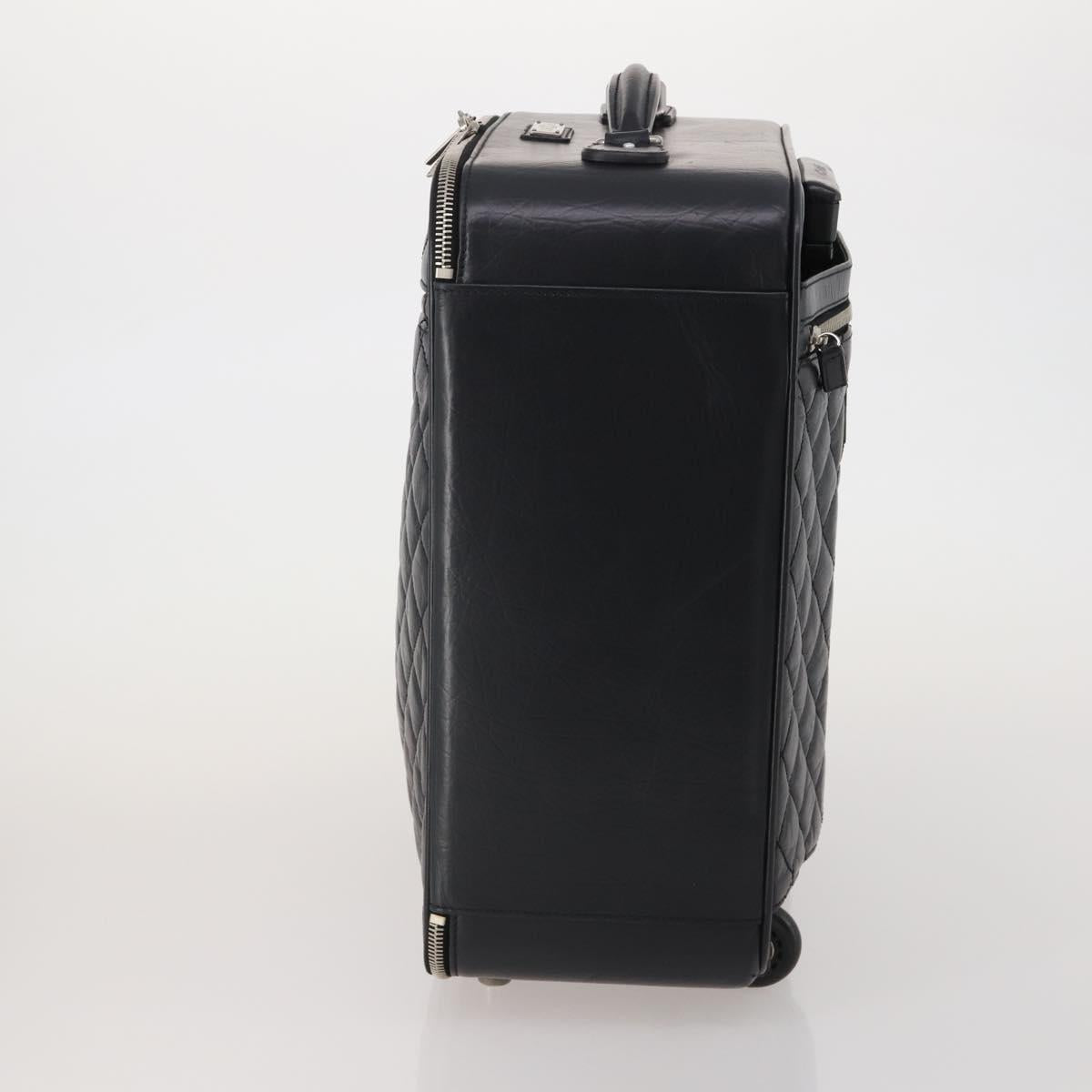 CHANEL Matelasse Suitcase Leather Black Silver CC Auth 202184
