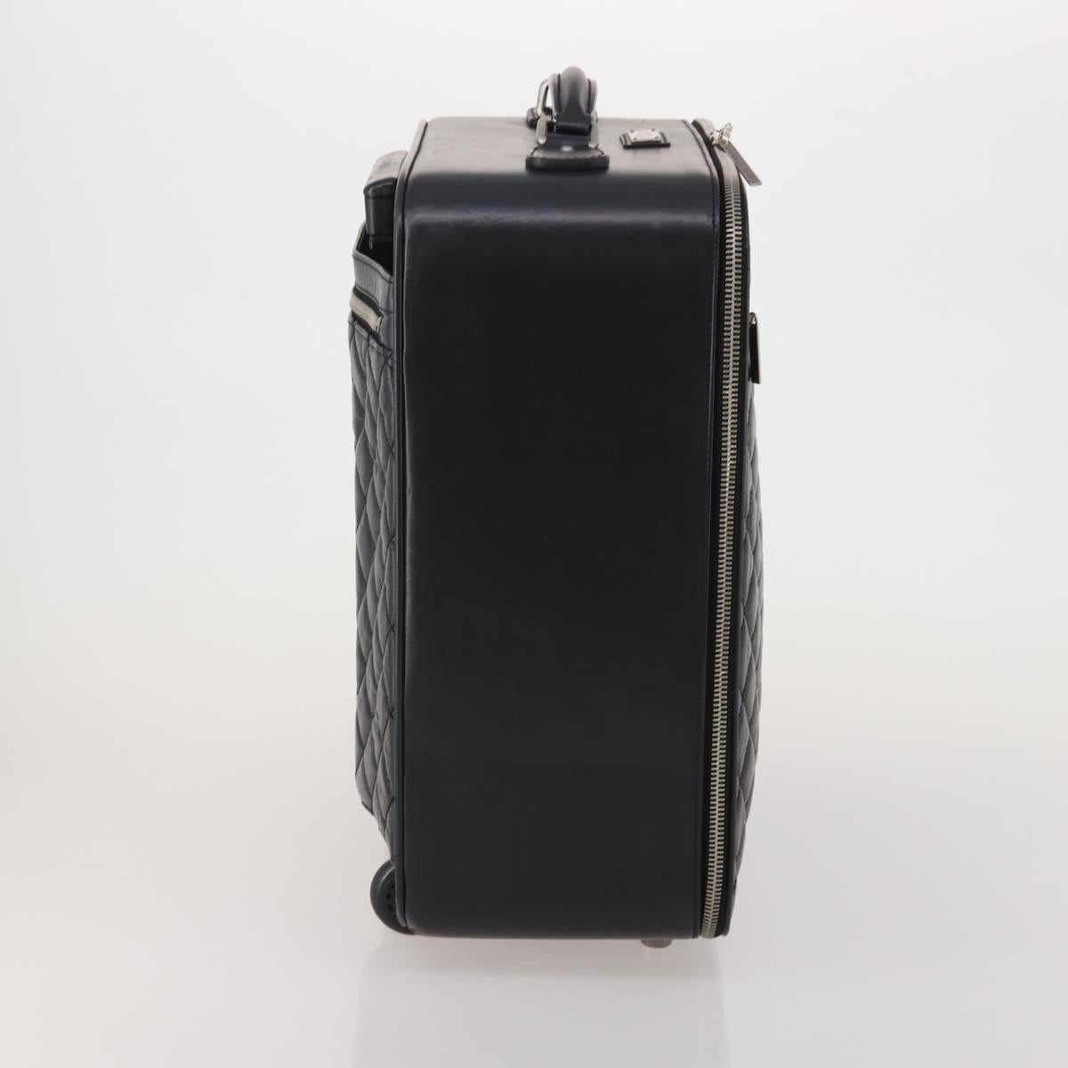 CHANEL Matelasse Suitcase Leather Black Silver CC Auth 202184