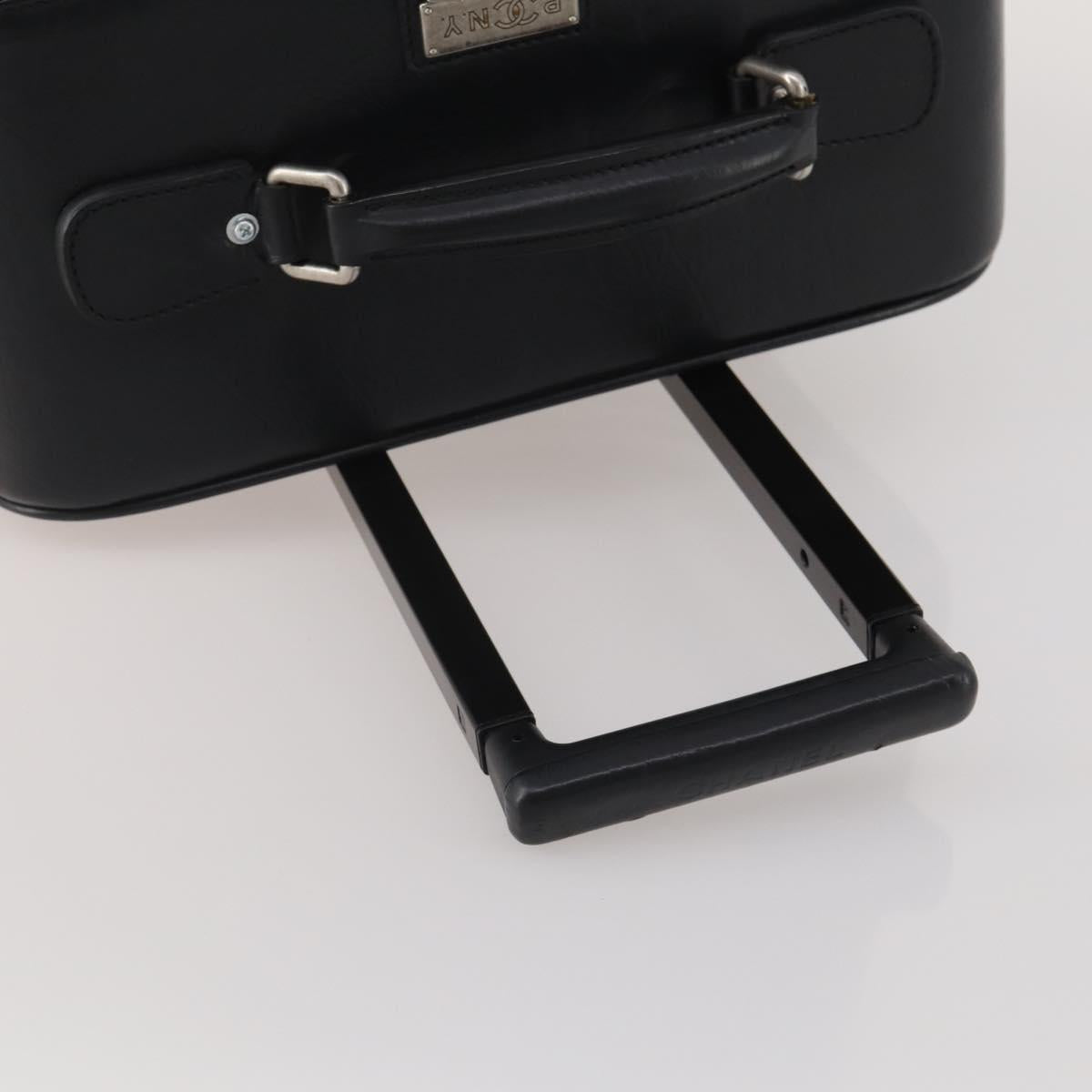 CHANEL Matelasse Suitcase Leather Black Silver CC Auth 202184
