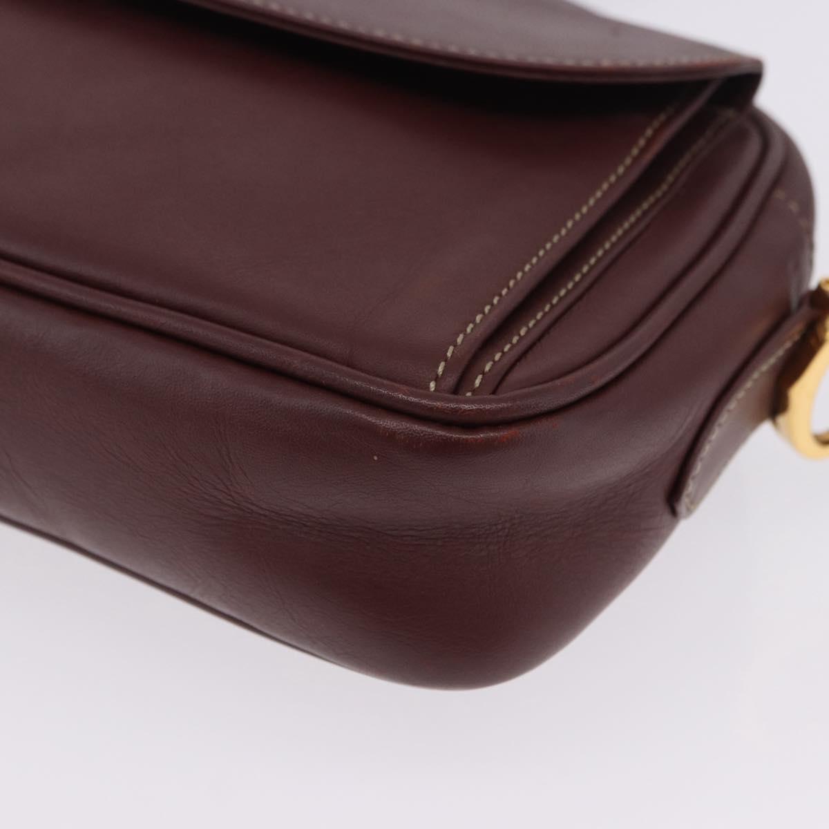 CARTIER Must Line Shoulder Bag Leather Bordeaux Gold Tone Auth 202185V