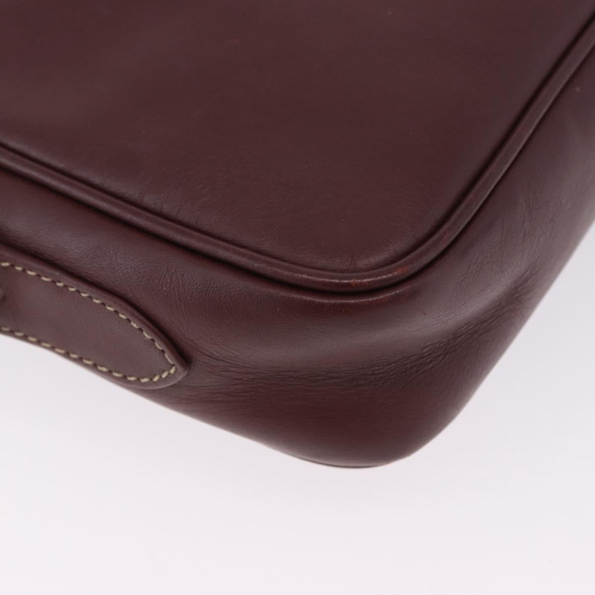 CARTIER Must Line Shoulder Bag Leather Bordeaux Gold Tone Auth 202185V