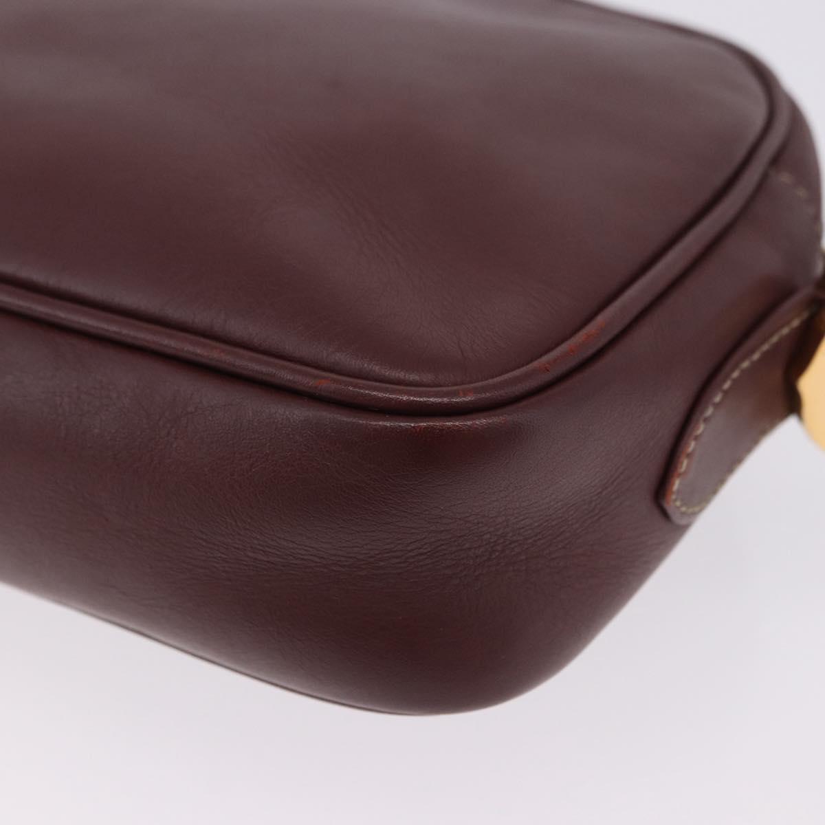 CARTIER Must Line Shoulder Bag Leather Bordeaux Gold Tone Auth 202185V