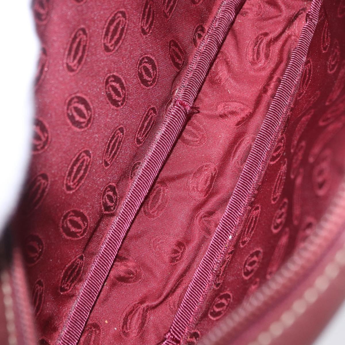 CARTIER Must Line Shoulder Bag Leather Bordeaux Gold Tone Auth 202185V