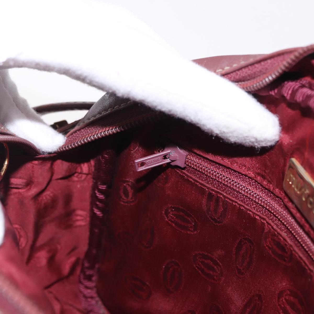 CARTIER Must Line Shoulder Bag Leather Bordeaux Gold Tone Auth 202185V