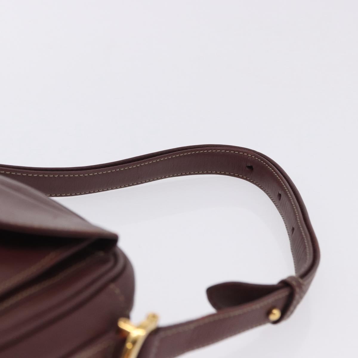 CARTIER Must Line Shoulder Bag Leather Bordeaux Gold Tone Auth 202185V