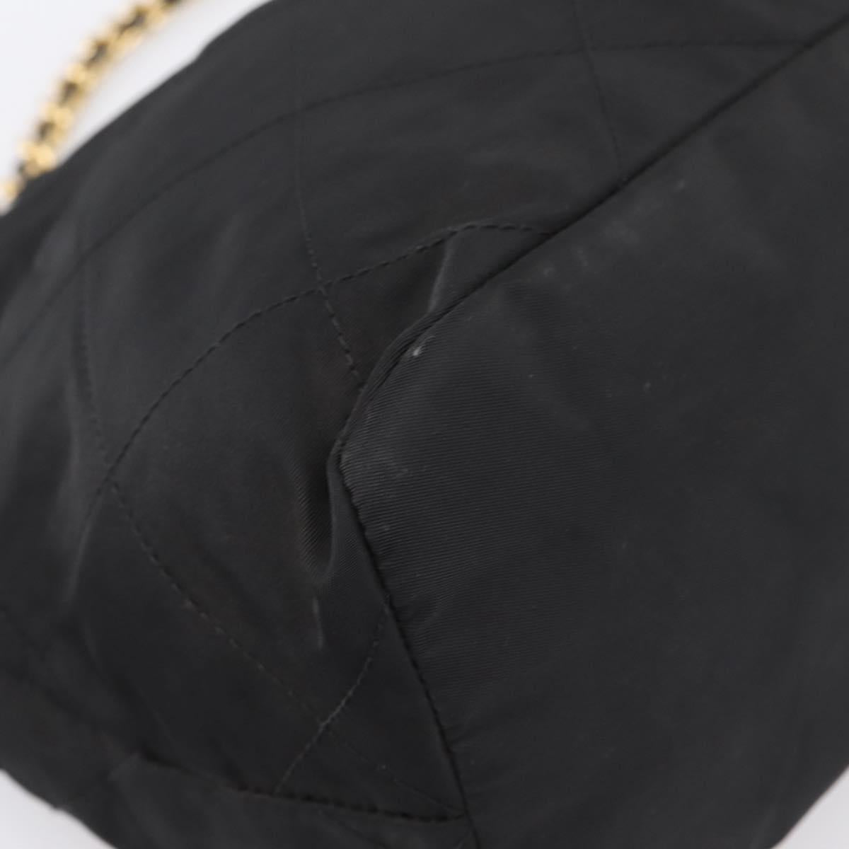 PRADA Chain Shoulder Bag Nylon Black Gold Tone Auth 202186A