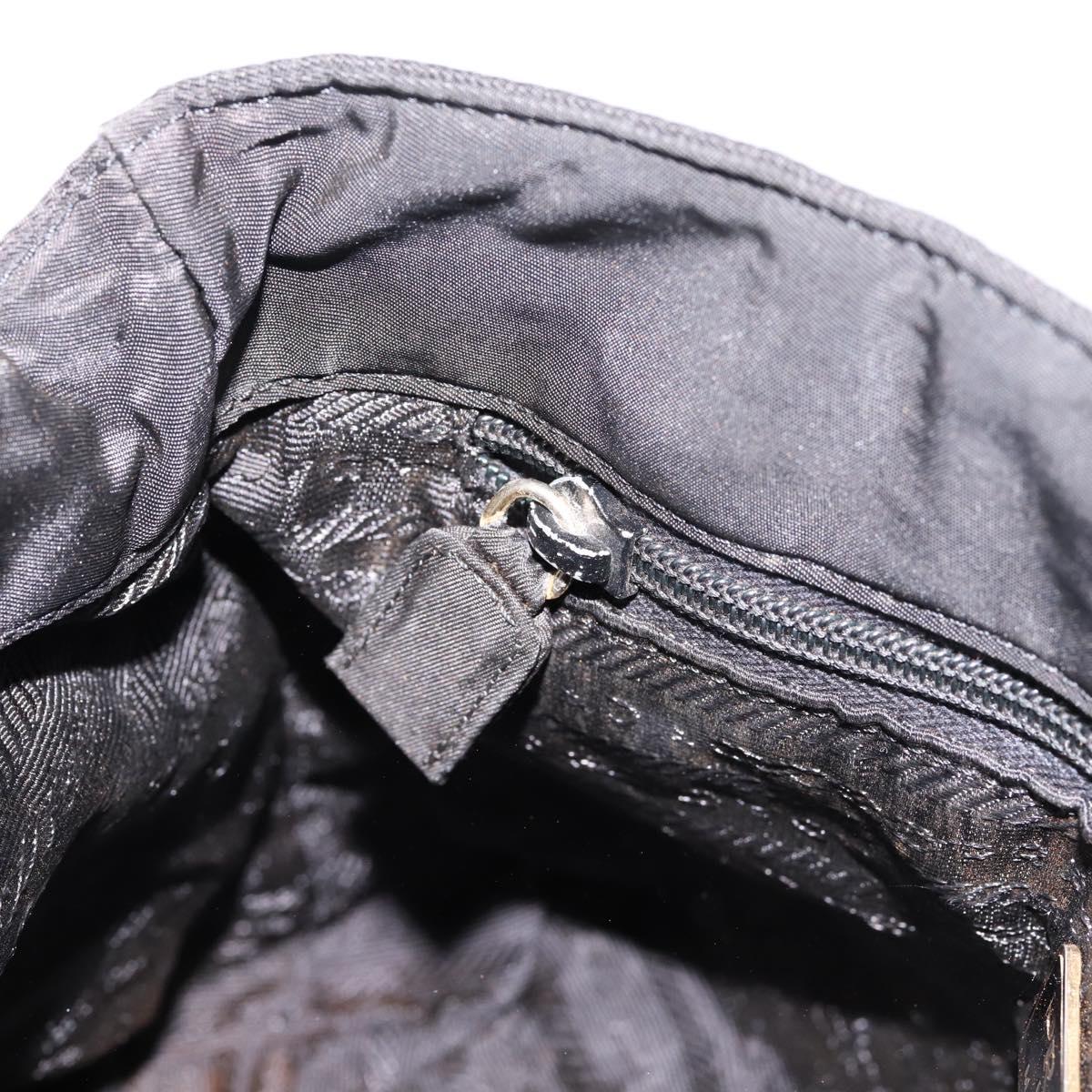 PRADA Chain Shoulder Bag Nylon Black Gold Tone Auth 202186A