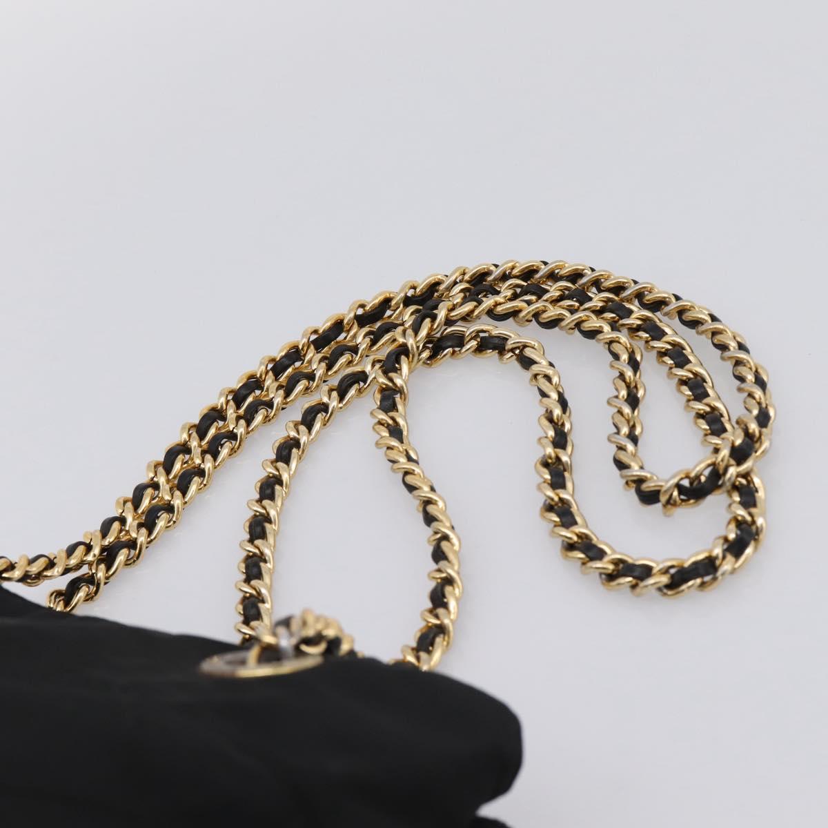 PRADA Chain Shoulder Bag Nylon Black Gold Tone Auth 202186A